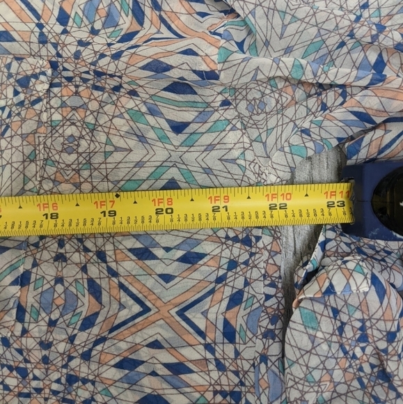 Free People Sheer Cream Geometric Button Down Top - Picture 6 of 10